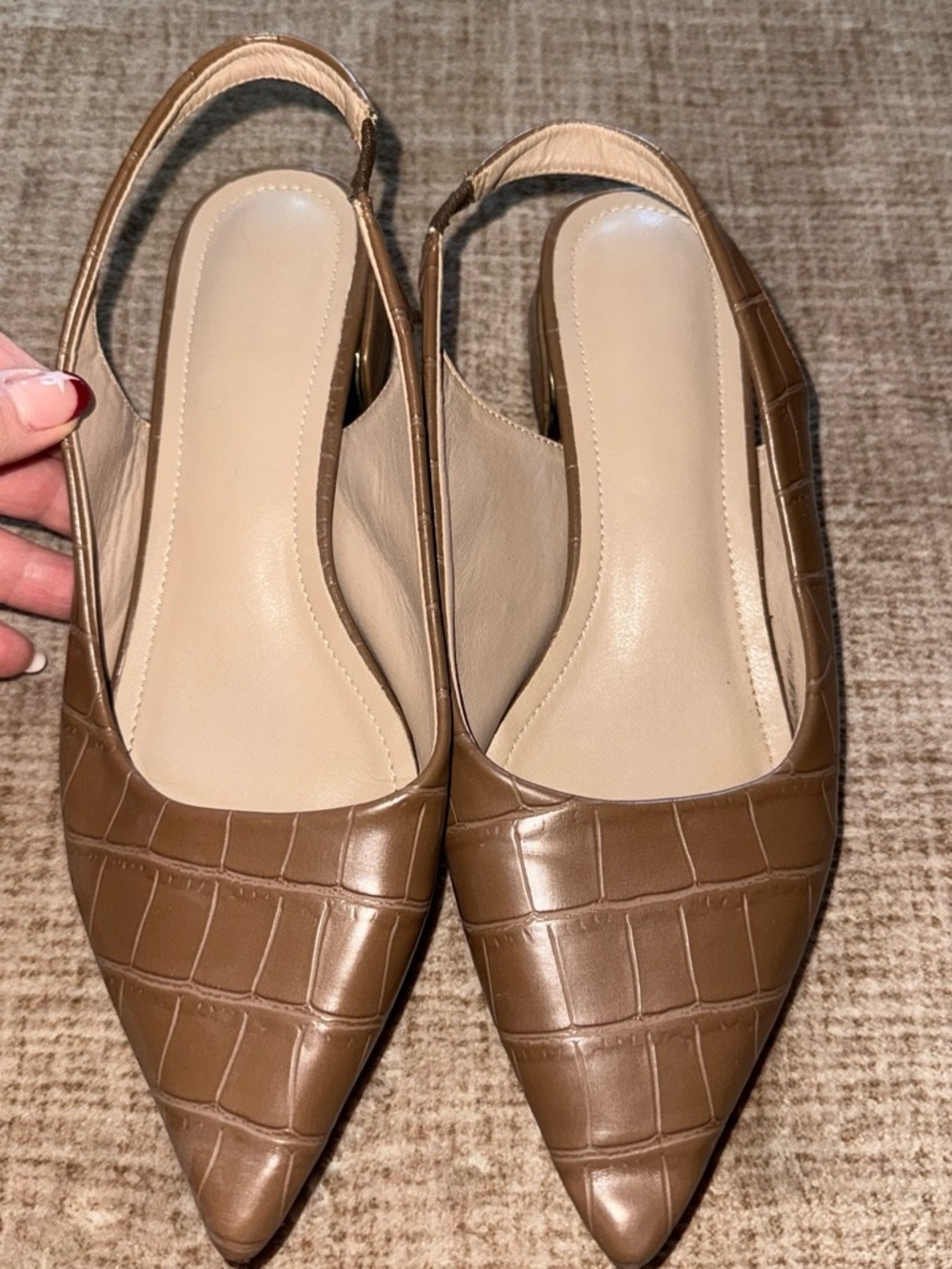 Target Brown Croc-Embossed Pointed Slingback Flats - Women